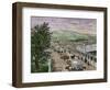 Covered Wagons at the Plaza, the End of Santa Fe Trail in New Mexico-null-Framed Giclee Print