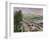 Covered Wagons at the Plaza, the End of Santa Fe Trail in New Mexico-null-Framed Giclee Print