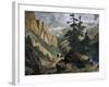 Covered Wagons Crossing the Rocky Mountains of Colorado-null-Framed Giclee Print