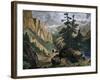 Covered Wagons Crossing the Rocky Mountains of Colorado-null-Framed Giclee Print