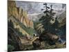 Covered Wagons Crossing the Rocky Mountains of Colorado-null-Mounted Giclee Print