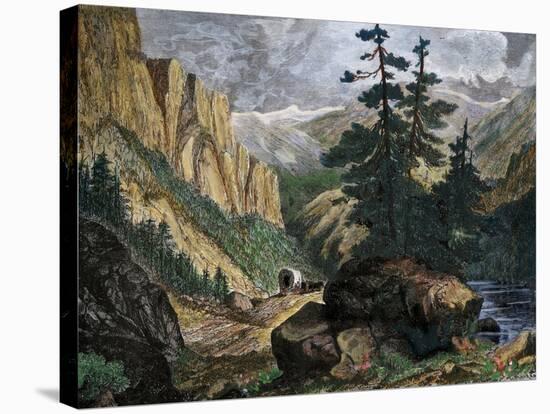 Covered Wagons Crossing the Rocky Mountains of Colorado-null-Stretched Canvas