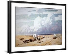 Covered Wagons Heading West-Newell Convers Wyeth-Framed Premium Giclee Print