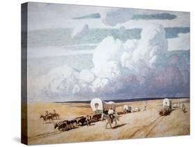 Covered Wagons Heading West-Newell Convers Wyeth-Stretched Canvas