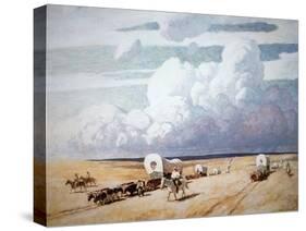 Covered Wagons Heading West-Newell Convers Wyeth-Stretched Canvas