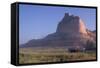 Covered Wagons on the Oregon Trail at Scotts Bluff, Nebraska, at Sunrise-null-Framed Stretched Canvas