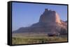 Covered Wagons on the Oregon Trail at Scotts Bluff, Nebraska, at Sunrise-null-Framed Stretched Canvas