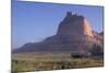 Covered Wagons on the Oregon Trail at Scotts Bluff, Nebraska, at Sunrise-null-Mounted Photographic Print