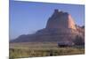 Covered Wagons on the Oregon Trail at Scotts Bluff, Nebraska, at Sunrise-null-Mounted Photographic Print