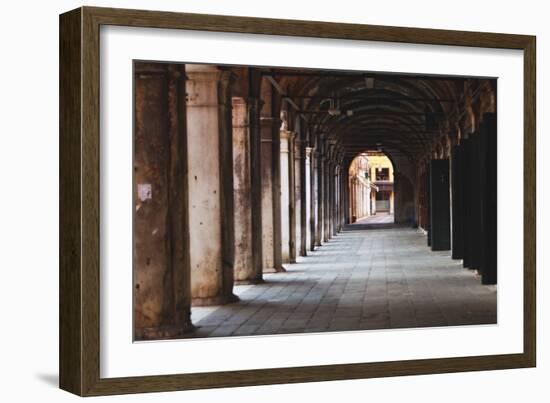 Covered Walkway, Rialto, Venice, Italy-George Oze-Framed Photographic Print