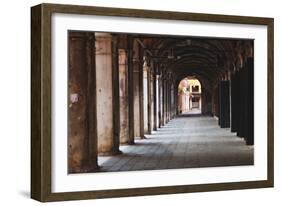 Covered Walkway, Rialto, Venice, Italy-George Oze-Framed Photographic Print