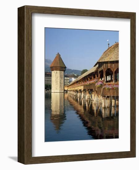 (Covered Wooden Bridge) Over the River Reuss, Kapellbrucke, Lucerne (Luzern), Switzerland-Gavin Hellier-Framed Photographic Print