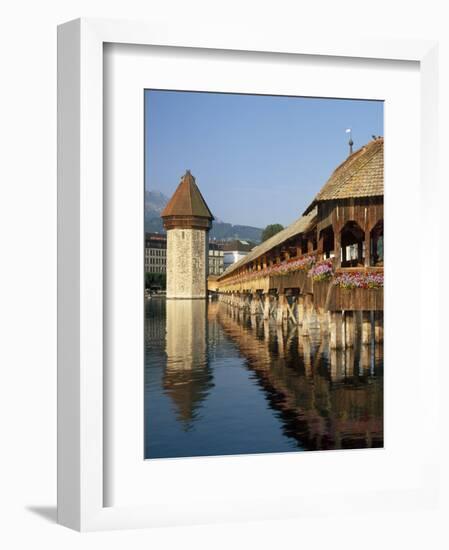 (Covered Wooden Bridge) Over the River Reuss, Kapellbrucke, Lucerne (Luzern), Switzerland-Gavin Hellier-Framed Photographic Print