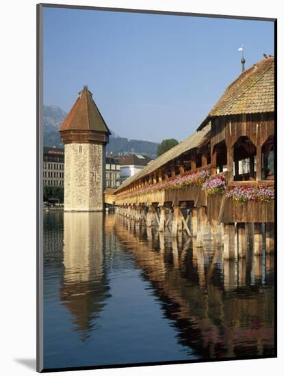 (Covered Wooden Bridge) Over the River Reuss, Kapellbrucke, Lucerne (Luzern), Switzerland-Gavin Hellier-Mounted Photographic Print
