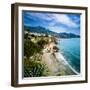 COVID and a deserted Playa de Calahonda Beach Nerja, Malaga Province, Andalucia, Spain-Panoramic Images-Framed Photographic Print