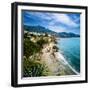 COVID and a deserted Playa de Calahonda Beach Nerja, Malaga Province, Andalucia, Spain-Panoramic Images-Framed Photographic Print