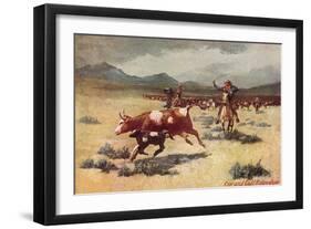 Cow and Calf Roundup-null-Framed Art Print