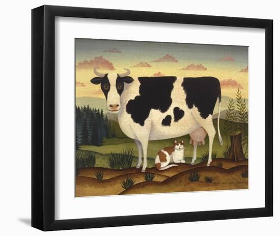 Cow and Cat-Diane Ulmer Pedersen-Framed Art Print