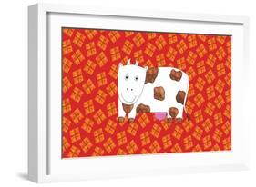 Cow and Hay, 2003-Julie Nicholls-Framed Giclee Print