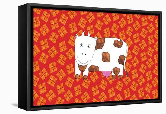 Cow and Hay, 2003-Julie Nicholls-Framed Stretched Canvas