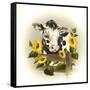 Cow and Sunflowers-Peggy Harris-Framed Stretched Canvas