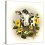 Cow and Sunflowers-Peggy Harris-Stretched Canvas