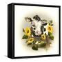 Cow and Sunflowers-Peggy Harris-Framed Stretched Canvas
