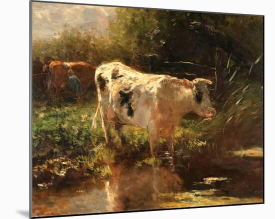 Cow beside a Ditch, c. 1885-1895-Willem Maris-Mounted Art Print