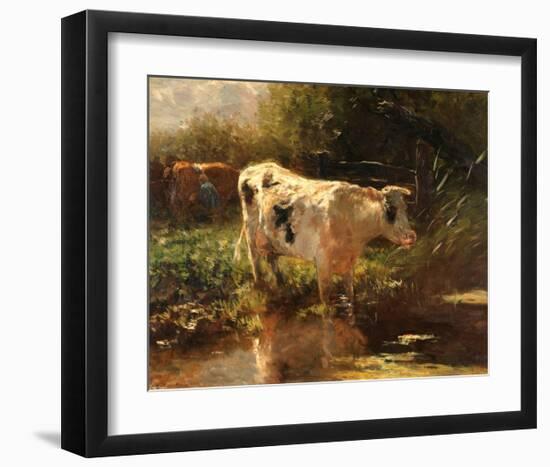 Cow beside a Ditch, c. 1885-1895-Willem Maris-Framed Art Print