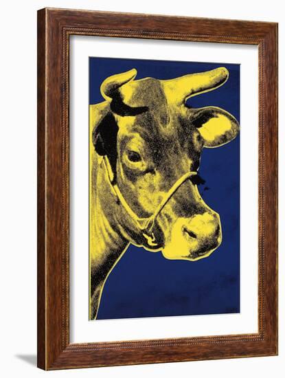 Cow, c.1971 (Blue and Yellow)-Andy Warhol-Framed Art Print