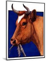"Cow Chewing Corn Stalk,"November 17, 1923-Charles Bull-Mounted Giclee Print