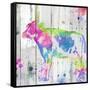 Cow Colorful-OnRei-Framed Stretched Canvas