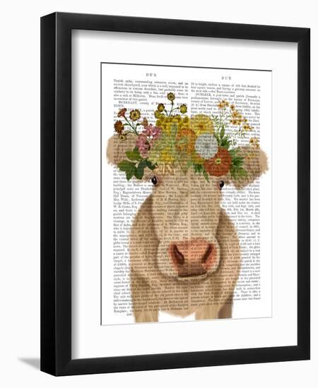 Cow Cream Bohemian 1 Book Print-Fab Funky-Framed Art Print