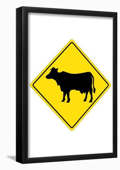 Cow Crossing Sign Poster-null-Framed Poster