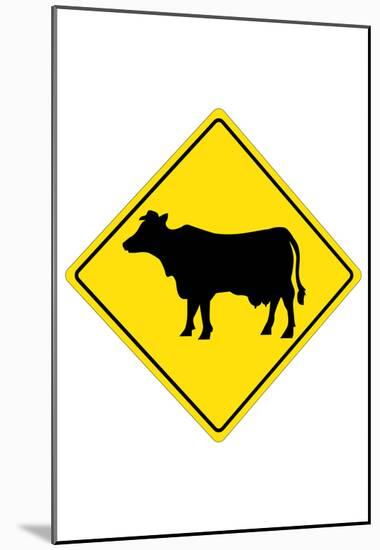 Cow Crossing Sign Poster-null-Mounted Poster