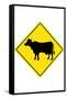 Cow Crossing Sign Poster-null-Framed Stretched Canvas