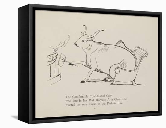 Cow in Armchair Toasting Bread On Open Fire From a Collection Of Poems and Songs by Edward Lear-Edward Lear-Framed Stretched Canvas