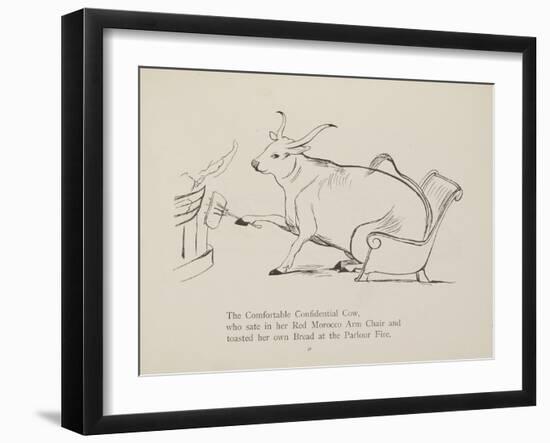 Cow in Armchair Toasting Bread On Open Fire From a Collection Of Poems and Songs by Edward Lear-Edward Lear-Framed Giclee Print