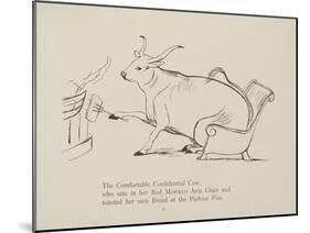 Cow in Armchair Toasting Bread On Open Fire From a Collection Of Poems and Songs by Edward Lear-Edward Lear-Mounted Giclee Print