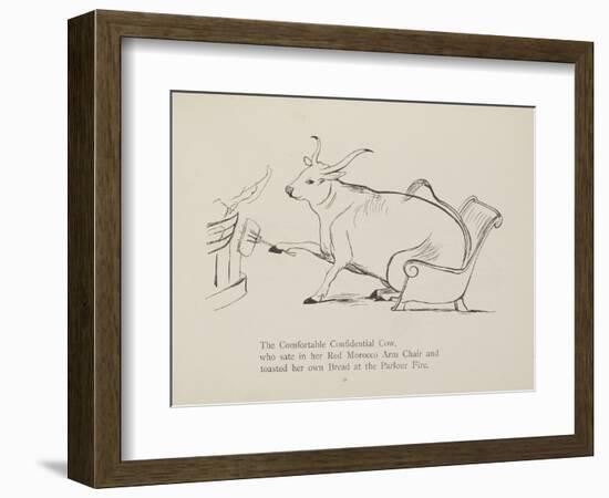 Cow in Armchair Toasting Bread On Open Fire From a Collection Of Poems and Songs by Edward Lear-Edward Lear-Framed Giclee Print