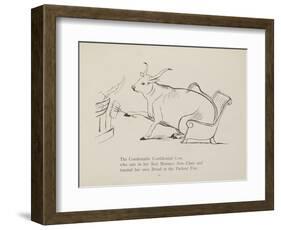 Cow in Armchair Toasting Bread On Open Fire From a Collection Of Poems and Songs by Edward Lear-Edward Lear-Framed Giclee Print