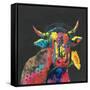 Cow in Dark Gray-null-Framed Stretched Canvas