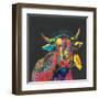 Cow in Dark Gray-null-Framed Art Print