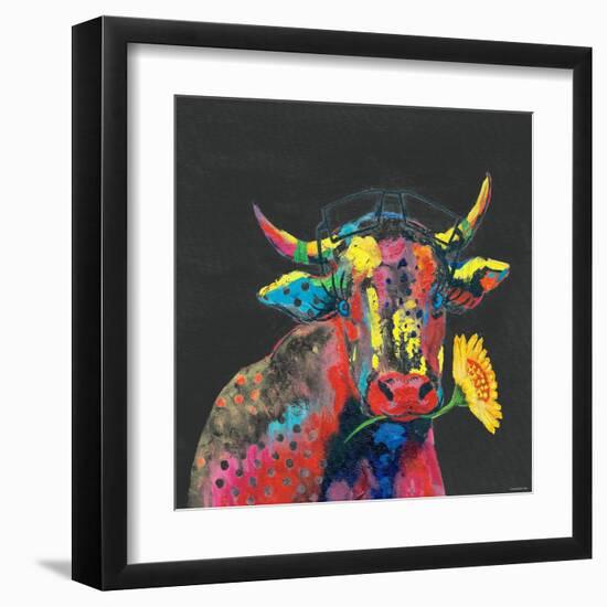 Cow in Dark Gray-null-Framed Art Print