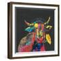 Cow in Dark Gray-null-Framed Art Print