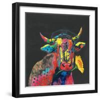 Cow in Dark Gray-null-Framed Art Print