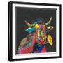 Cow in Dark Gray-null-Framed Art Print