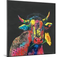 Cow in Dark Gray-null-Mounted Art Print