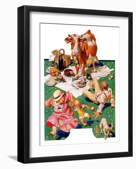 "Cow Joins the Picnic,"August 26, 1933-Joseph Christian Leyendecker-Framed Giclee Print