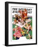 "Cow Joins the Picnic," Saturday Evening Post Cover, August 26, 1933-Joseph Christian Leyendecker-Framed Giclee Print